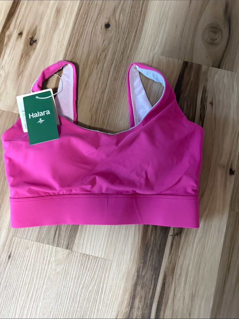 HALARA Bright Pink Padded Sports Bra with Wide Band